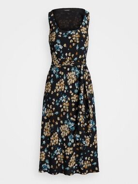 Lauren Ralph Lauren Women's Floral Belted Crepe Sleeveless Dress Size 0 NWT